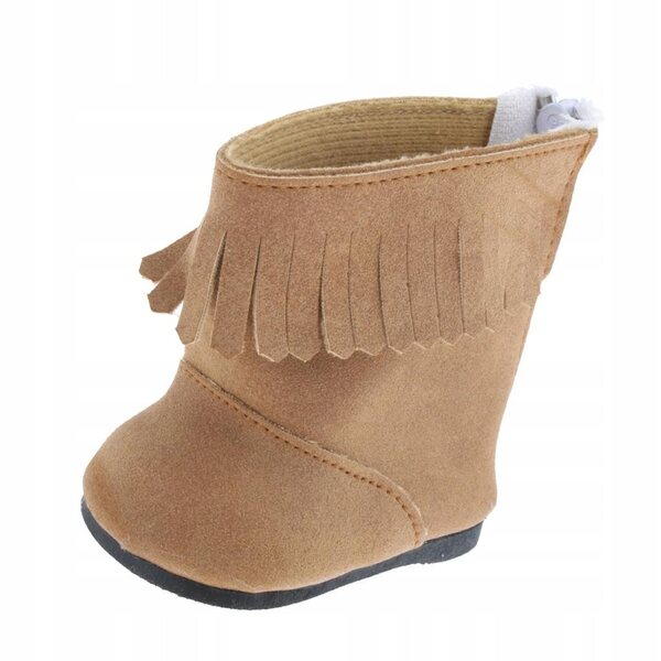 Braune Schuhe mit Reißverschluss für 18-Zoll-Puppen, Höhe 7 cm