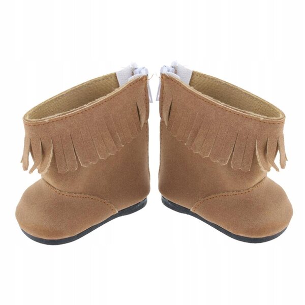 Braune Schuhe mit Reißverschluss für 18-Zoll-Puppen, Höhe 7 cm