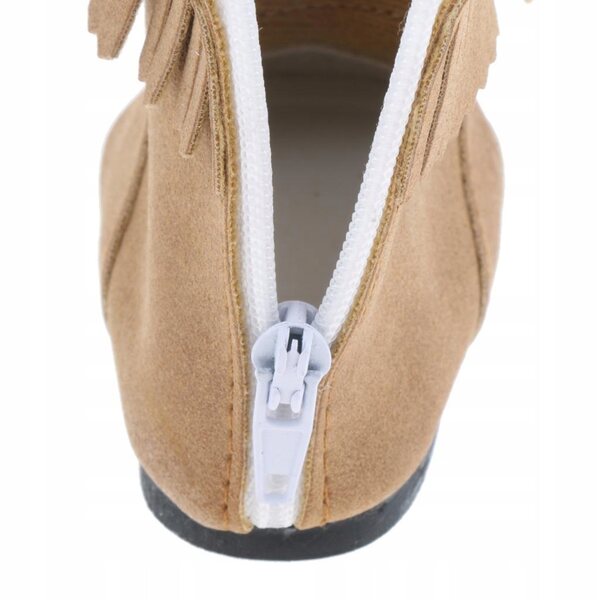 Braune Schuhe mit Reißverschluss für 18-Zoll-Puppen, Höhe 7 cm