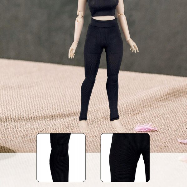 Leggings neri per figure d'azione in scala 1/12, abbigliamento femminile elastico