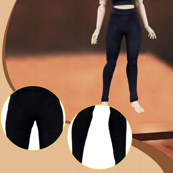 Leggings neri per figure d'azione in scala 1/12, abbigliamento femminile elastico