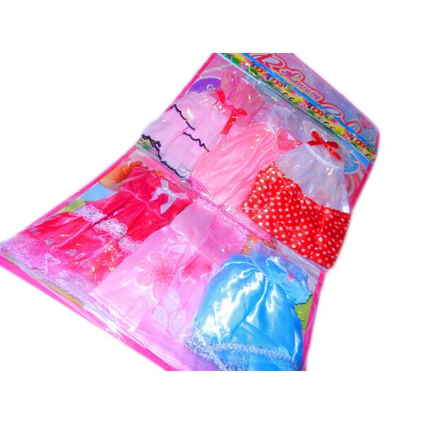 Set 6 vestiti per bambole Stefi e Barbie 30 cm, abiti colorati in tessuto