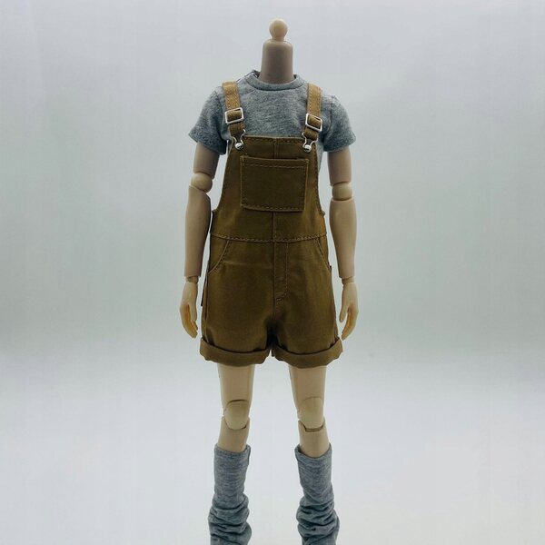 1/6-Latzhose für 12-Zoll-Actionfigur mit braunem Oberteil und Socken