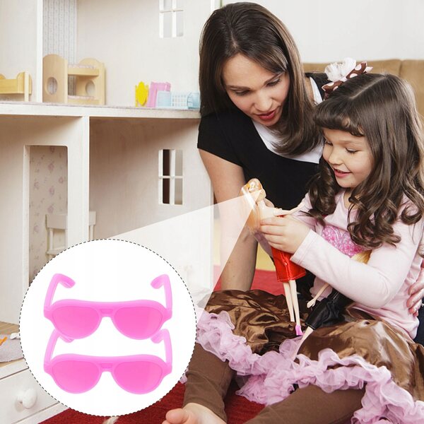 Mini occhiali da sole per bambole in plastica - 80 pezzi colore rosa