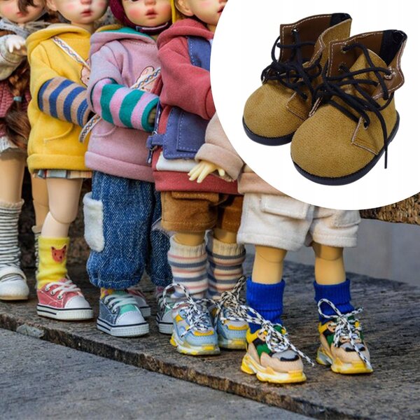Bunte Textilschuhe für Puppen, handgefertigt, Größe 9,3x5,5x7,5cm