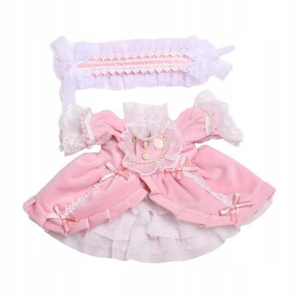Prinzessinnenkleid für 38-cm-Puppen mit rosa Schärpe – 2er-Set