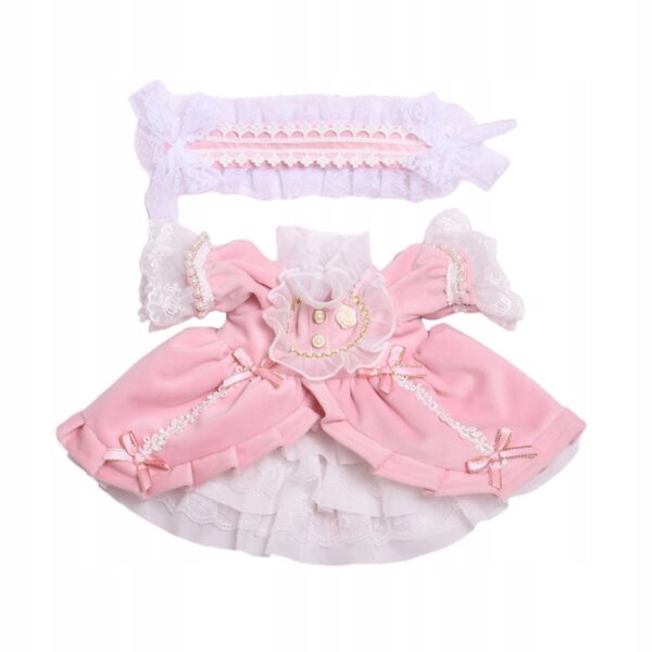 Prinzessinnenkleid für 38-cm-Puppen mit rosa Schärpe – 2er-Set