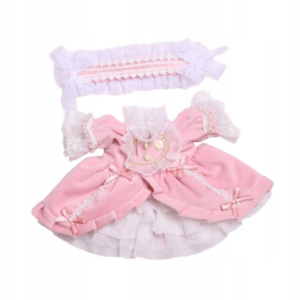Prinzessinnenkleid für 38-cm-Puppen mit rosa Schärpe – 2er-Set