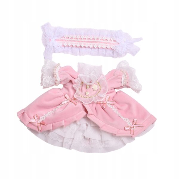Prinzessinnenkleid für 38-cm-Puppen mit rosa Schärpe – 2er-Set