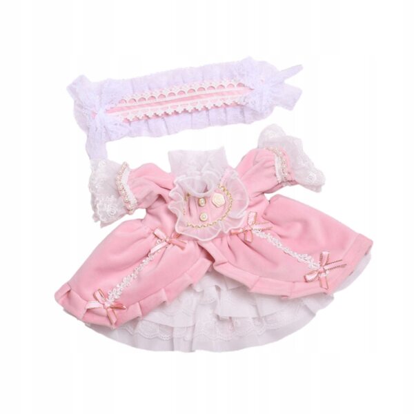 Prinzessinnenkleid für 38-cm-Puppen mit rosa Schärpe – 2er-Set