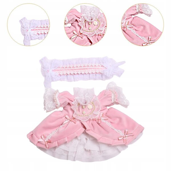 Prinzessinnenkleid für 38-cm-Puppen mit rosa Schärpe – 2er-Set