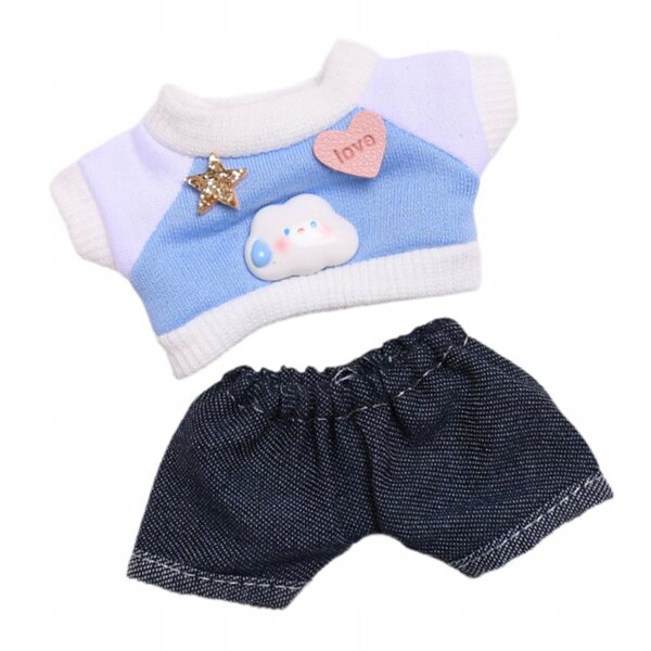 Set 2 Pezzi Abbigliamento Miniature 6 Pollici per Bambole Blu T-shirt e Jeans
