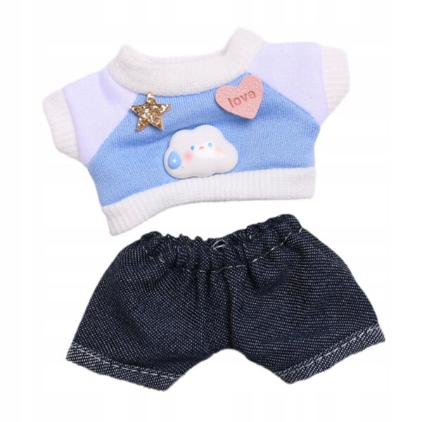 Set 2 Pezzi Abbigliamento Miniature 6 Pollici per Bambole Blu T-shirt e Jeans