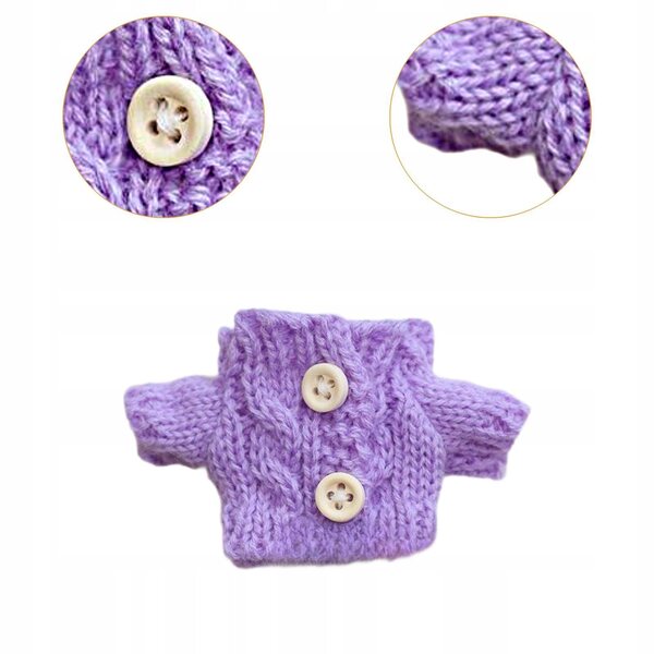 Mini Pluszowy Sweter Dla Lalek Śliczne Zabawne Anime Figura Ubrania violet wood Guziki