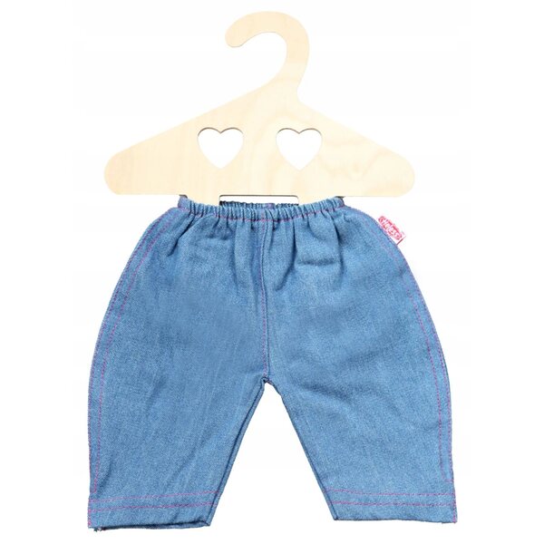 Blaue Jeans für 35–45 cm große Puppen mit Heless-Holzbügel