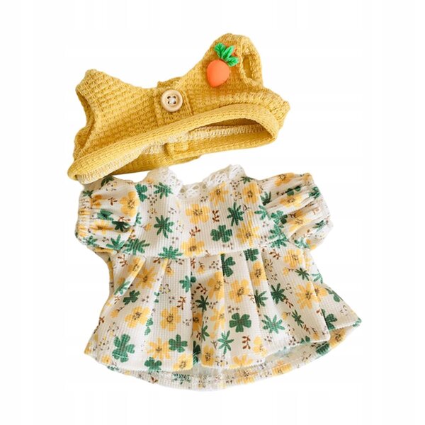 Gelbes Kleid für 20 cm Puppe, Miniaturkleid, Geschenk für Mädchen
