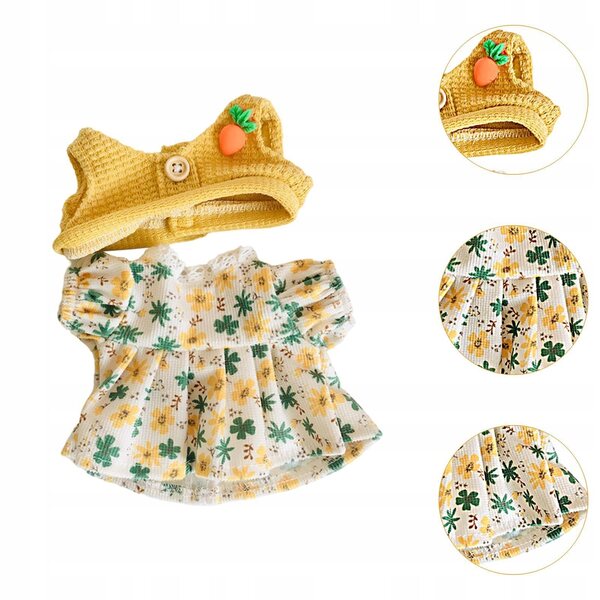 Gelbes Kleid für 20 cm Puppe, Miniaturkleid, Geschenk für Mädchen