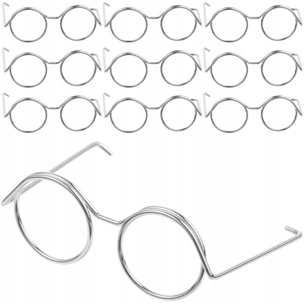 Mini Occhiali da Sole per Bambole in Metallo Stile Vintage Colore Argento