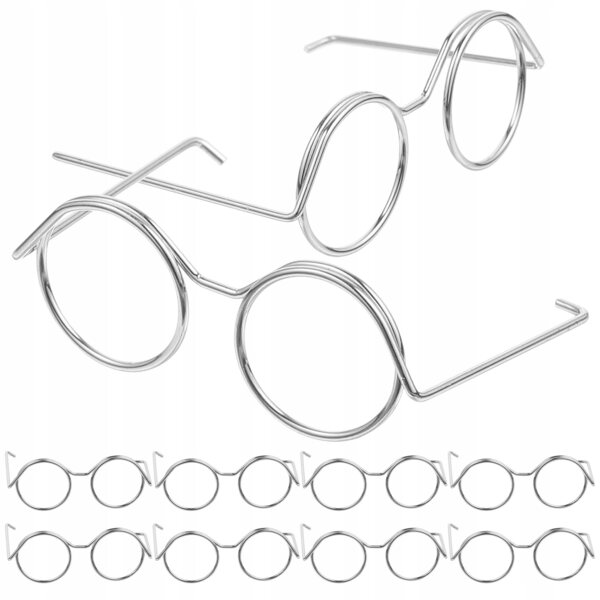 Mini Occhiali da Sole per Bambole in Metallo Stile Vintage Colore Argento
