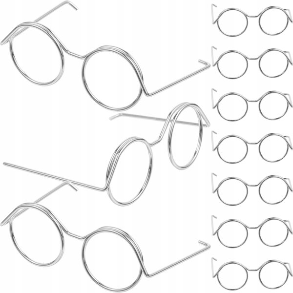 Mini Occhiali da Sole per Bambole in Metallo Stile Vintage Colore Argento