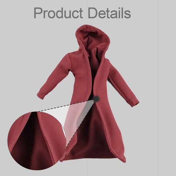 Herren-Trenchcoat-Modell im Maßstab 1:12 für Puppen und Figuren, 15 cm, Rot