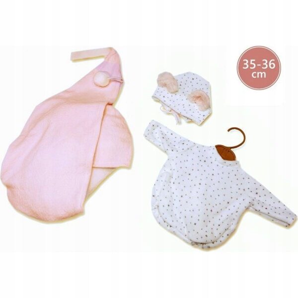 Llorens-Kleidung für Neugeborene, 35–36 cm, mit rosa Tasche und weißem Hut