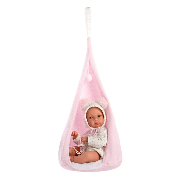 Llorens-Kleidung für Neugeborene, 35–36 cm, mit rosa Tasche und weißem Hut