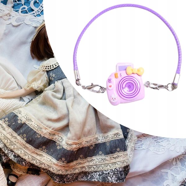 Mini Aparato Fotografico in Legno per Bambole 15-17 cm, Accessorio Viola Elegante