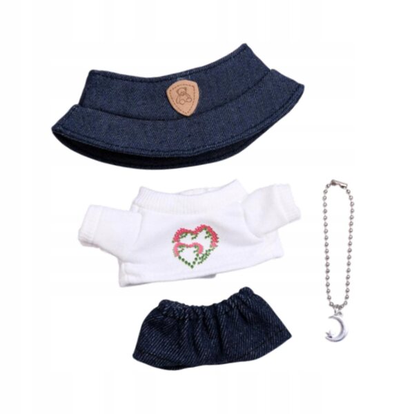 4-teiliges Kleidungsset für Puppen von 15–17 cm mit T-Shirt, Jeans, Halskette und Hut