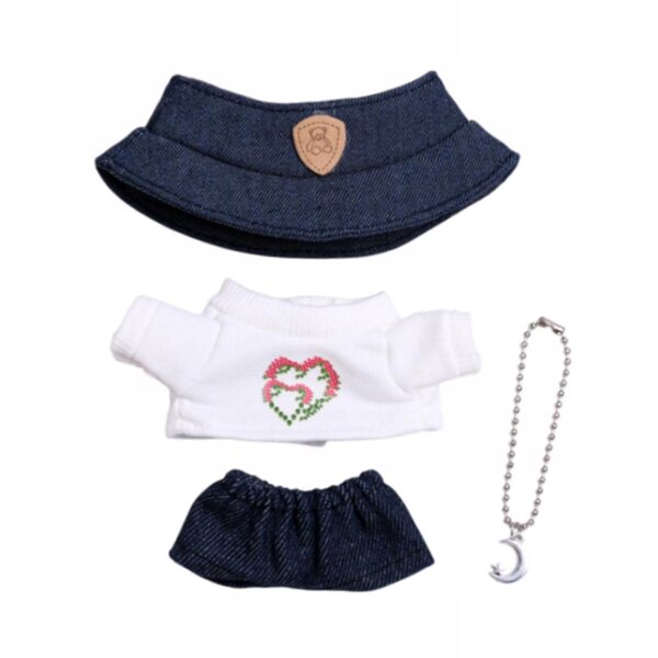 4-teiliges Kleidungsset für Puppen von 15–17 cm mit T-Shirt, Jeans, Halskette und Hut