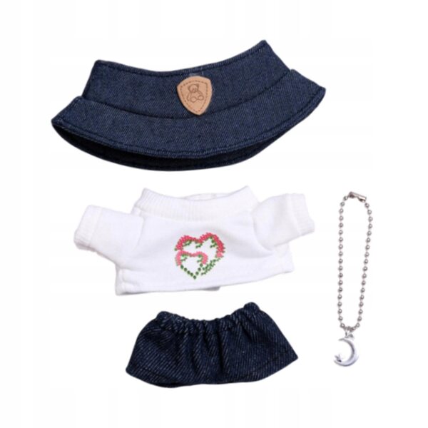 4-teiliges Kleidungsset für Puppen von 15–17 cm mit T-Shirt, Jeans, Halskette und Hut