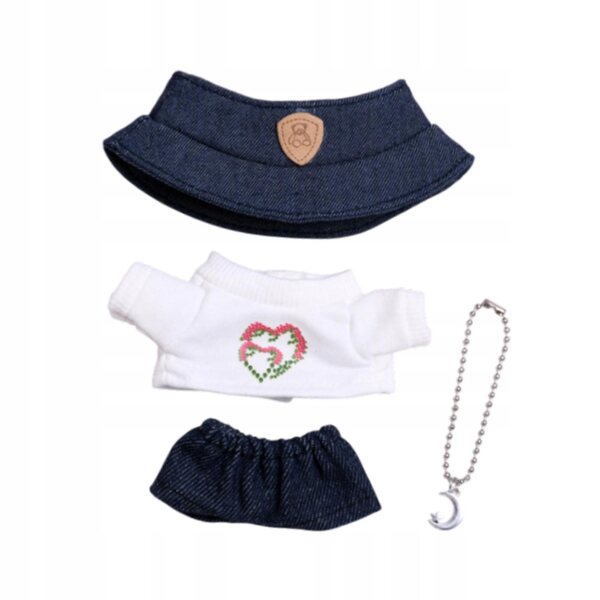4-teiliges Kleidungsset für Puppen von 15–17 cm mit T-Shirt, Jeans, Halskette und Hut