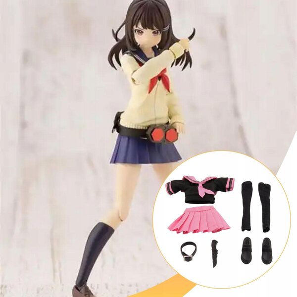 1/12 Figur mit schwarz-rosa Matrosenkostüm für Kinder und Sammler
