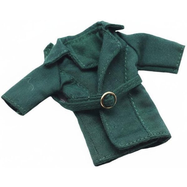 Klassischer grüner Trenchcoat für BJD-Puppen, lange Jacke aus widerstandsfähigem Stoff
