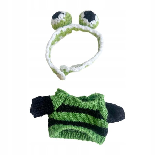 Bekleidungsset für 15–17 cm große Puppen: bunter Pullover und Unisex-Stirnband