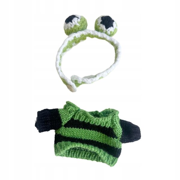 Bekleidungsset für 15–17 cm große Puppen: bunter Pullover und Unisex-Stirnband