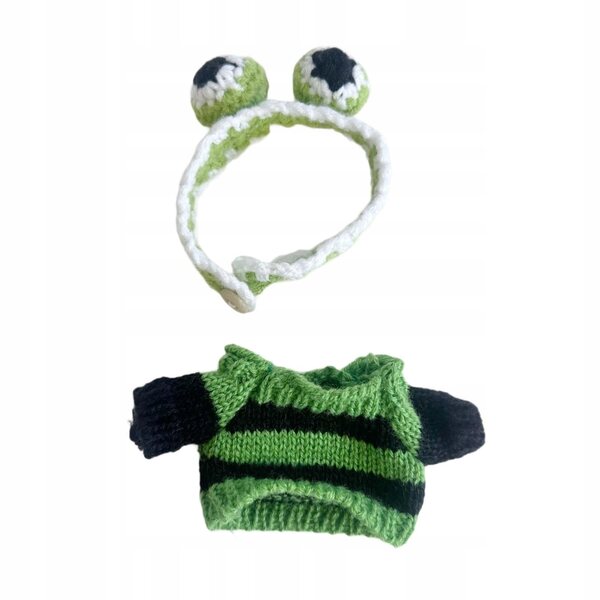 Bekleidungsset für 15–17 cm große Puppen: bunter Pullover und Unisex-Stirnband
