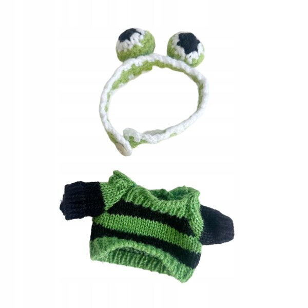 Bekleidungsset für 15–17 cm große Puppen: bunter Pullover und Unisex-Stirnband