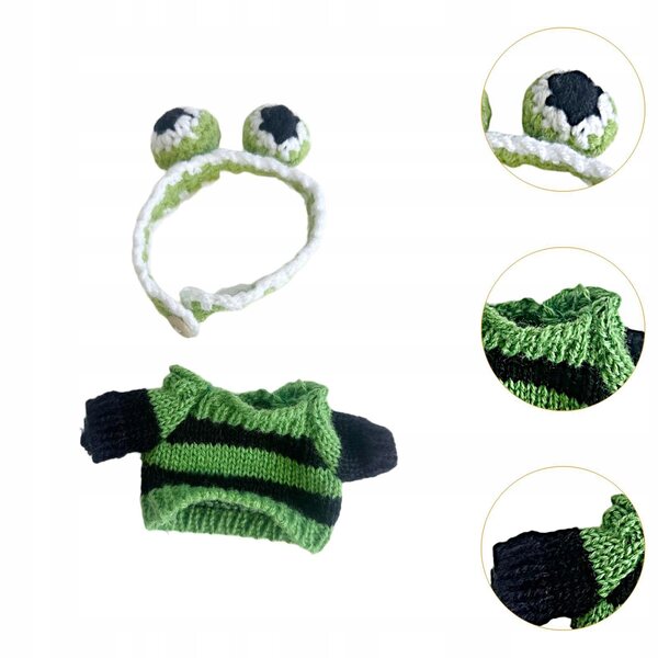 Bekleidungsset für 15–17 cm große Puppen: bunter Pullover und Unisex-Stirnband