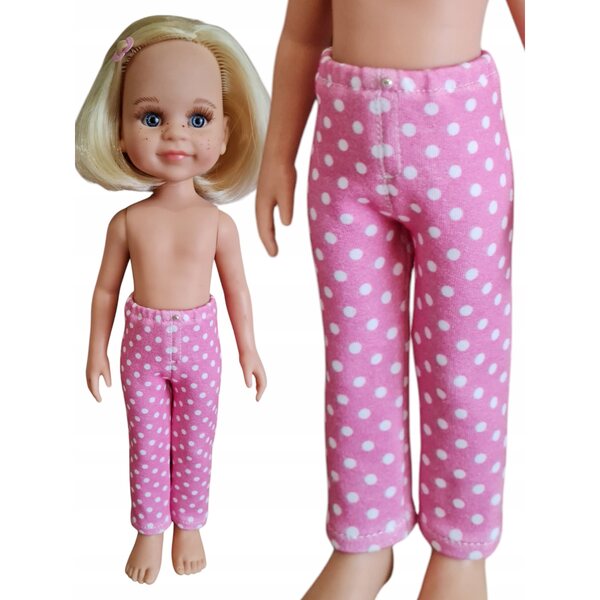 Pantaloni rosa a pois per bambola Paola Reina 32 cm con elastico in vita