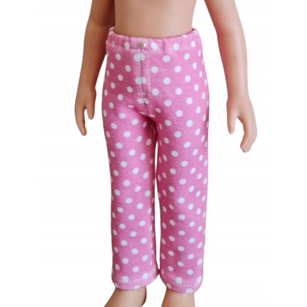Pantaloni rosa a pois per bambola Paola Reina 32 cm con elastico in vita