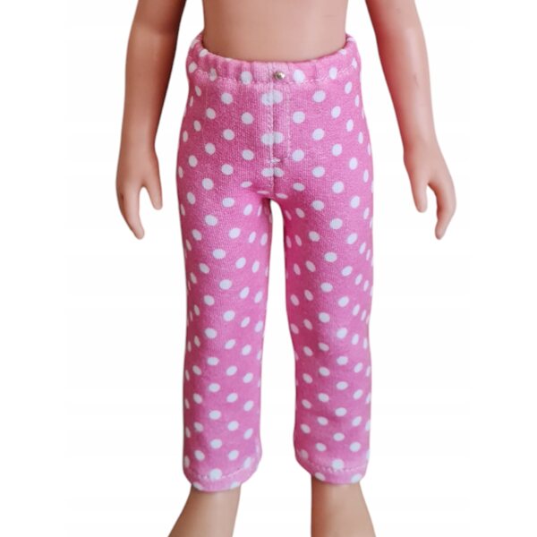 Pantaloni rosa a pois per bambola Paola Reina 32 cm con elastico in vita