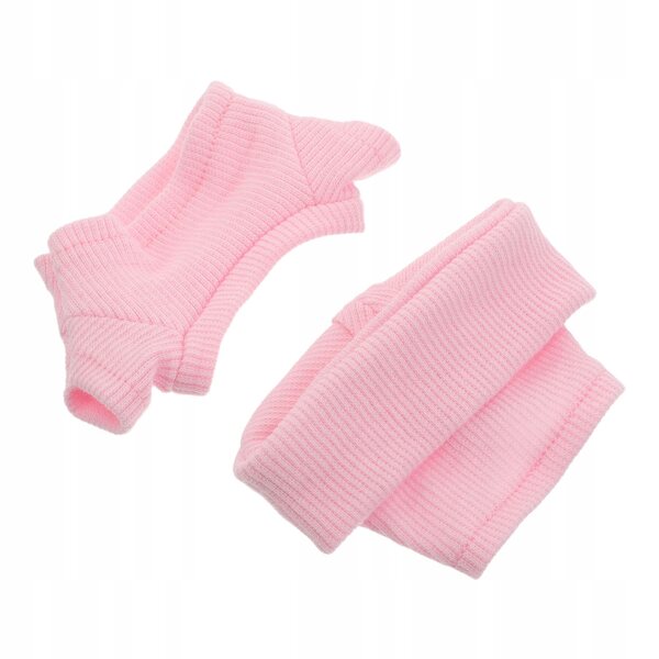 Set abbigliamento rosa in maglia per mini bambola 10 cm con berretto beanie