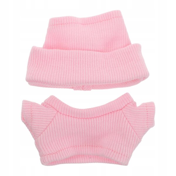 Set abbigliamento rosa in maglia per mini bambola 10 cm con berretto beanie