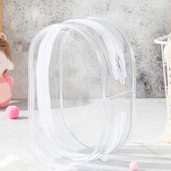Mini borsa trasparente per bambole 10 cm custodia antipolvere in PVC bianca
