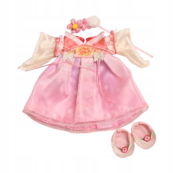 30 cm große Plüschpuppe mit abnehmbarem Kleid und rosa Anhänger