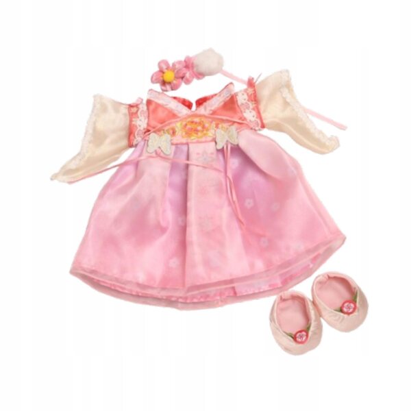 30 cm große Plüschpuppe mit abnehmbarem Kleid und rosa Anhänger