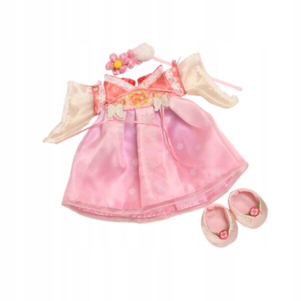 30 cm große Plüschpuppe mit abnehmbarem Kleid und rosa Anhänger
