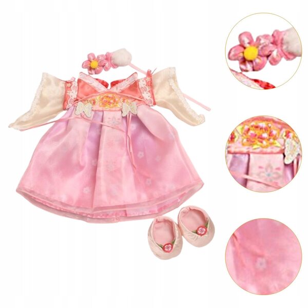30 cm große Plüschpuppe mit abnehmbarem Kleid und rosa Anhänger