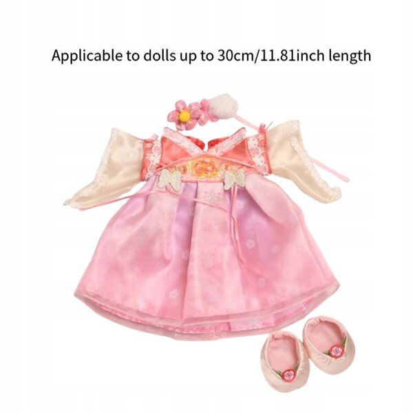 30 cm große Plüschpuppe mit abnehmbarem Kleid und rosa Anhänger